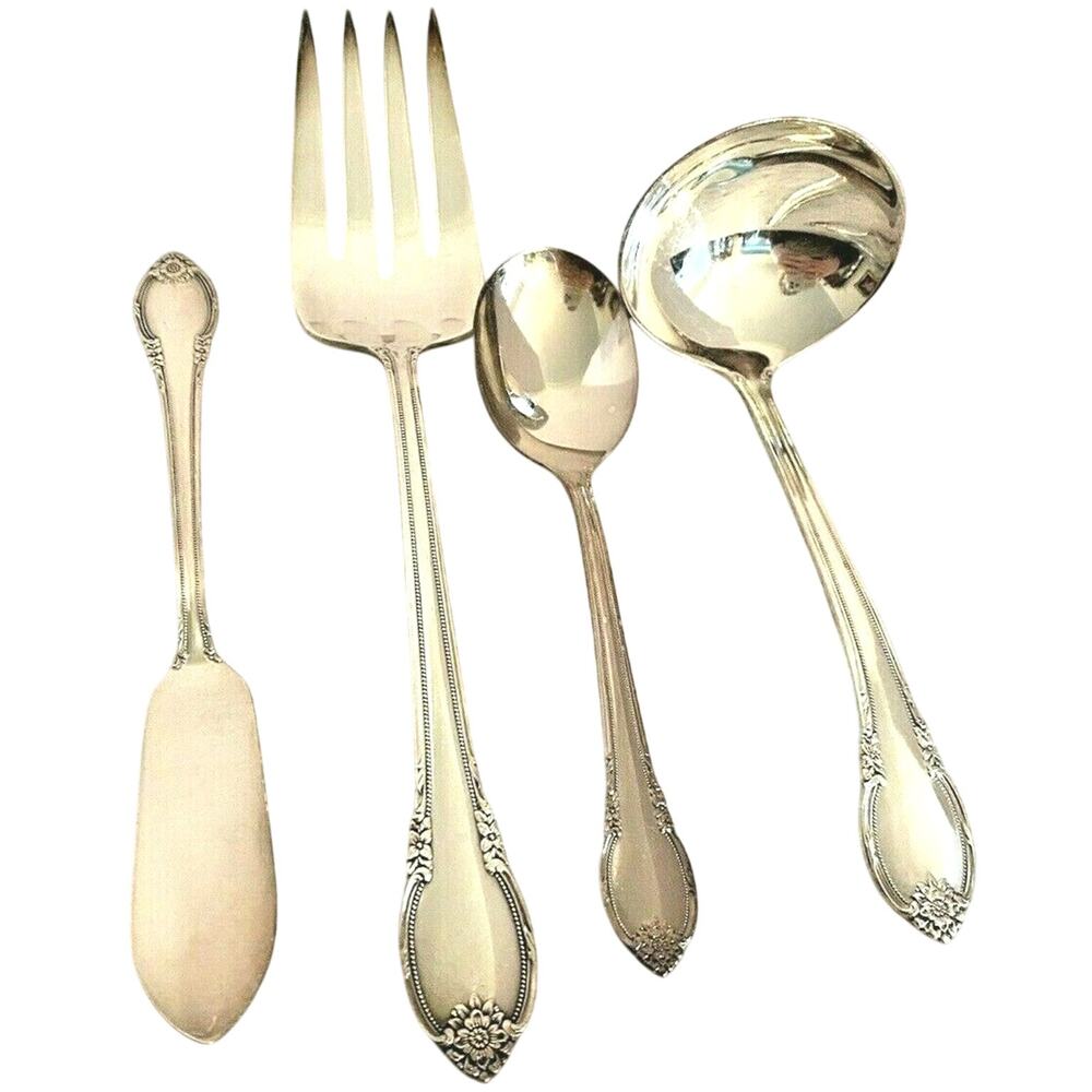 Remembrance Silverplate Flatware 4-pc Hostess Set International Silver 1948